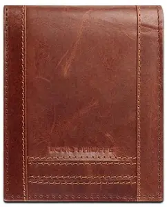 Louis Philippe Wallet for Men (RFID) Slim & Sleek Premium Leather with Additional ID Card Slot Genuine Leather Purse (Tan Brown)