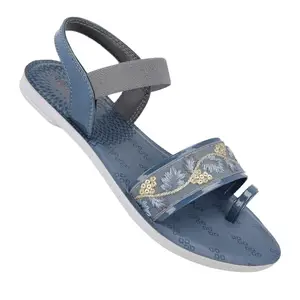 WALKAROOSandal For Womens|Casual Wear|Light Weight and Comfortable|Flat Fashion sandal|WL7809 - Teal Blue