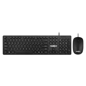 FRONTECH Wired Keyboard and Mouse Combo | Chocolate Cap Keys with Retractable Stands | USB Plug & Play | Ergonomic & Comfortable Design | 1 Year Warranty (KB-0001, Black)