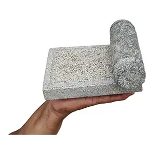 AZKAR AZKAR Stone Ammikallu, Small Size SIL Batta, Village Natural Home Decor, Traditional Hand Grinder, Gift, Pooja, Miniature, Kids Play (Length - 8 Inch, Width - 6 Inch)