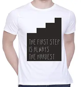 Graphic Printed T-Shirt for Unisex Motivational Moments Tshirt | Casual Half Sleeve Round Neck T-Shirt | 100% Cotton | D00609-472 White