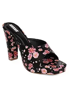 ELLE Women's Black Block Heel Sandal