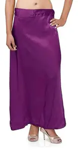 ZishanFab Women Satin Silk Petticoat Readymade Inskirt Saree Petticoats Underskirt Ethnic Plain Skirt Dark Purple
