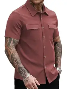 GRECIILOOKS Shirt for Man | Classic Beige Shirt for Man | Men's Regular Fit Soft Cotton Blend Casual Shirts with Button Closure