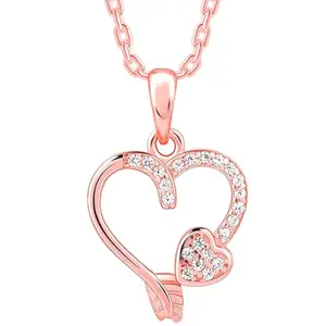 GIVA 925 Silver Rose Gold Best Love Pendant With Link Chain| Necklace to Gift Women & Girls | With Certificate of Authenticity and 925 Stamp | 6 Months Warranty