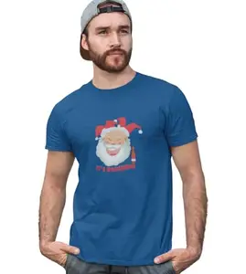 Bag It Deals Drunkard Santa : Amazingly Printed T-Shirt (Blue) Best Gift for Christmas Celebration