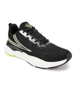 Aqualite VEGAS-23 Walking Shoes for Man, Sport Casual Daily use Activewear Shoes, Idol for Walking, Jogging, Athletic Sports, Zumba Dance, Mesh, Lace-up, No Heel, Black & Fluorescent Green Size 9