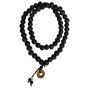 SBWC Prayer Natural Wooden Beads Meditation Yoga Healing Bead Black Wood Pendant Necklace Black Wooden Beaded Adjustable Stretchable Hand Jewellery For Men And Women