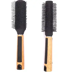 26 Cute Smile Hair Brush Combo ? Round Styling Brush & Mini Flat Brush Set for Men & Women | Effective Anti-Dandruff Care, Blow Drying, Detangling & Smoothing Hair Tools for All Hair Types