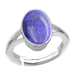 DINJEWEL 12.00 Ratti / 11.25 Carat Lapis Lazuli Ring Natural Lapiz Ring Original Lab Certified Blue Lapis Unheated Untreated Precious Stone Adjustable Ring Men and Women's
