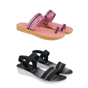 SPORTER Extra Soft Classic Casual wear with Flexibility Technology Flip-Flop Combo for Women's/Girl's(6145+1931)(8) Multicolor