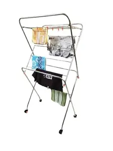 Bluevista Bright 3/4" 5ft Leg Bent Stainless Steel Large Foldable Cloth Dryer/Drying Stand with Wheels for Balcony