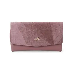 Metro Women Pink Faux Leather Textured Magnet Flap Casual Wallet(95-165)