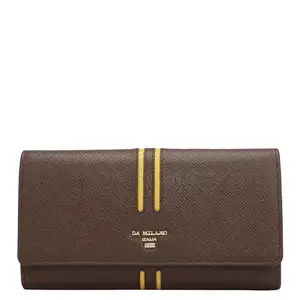 Da Milano Trifold Leather Wallet for Women - Brown