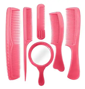 PUTHAK Hair comb set with Hand mirror Set Of 6 Ideal For Men & Women