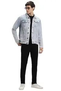 DENNIS LINGO Men's Indigo Washed Cotton Denim Jacket, Regular Fit Full Sleeves Regular Collar (2XL)