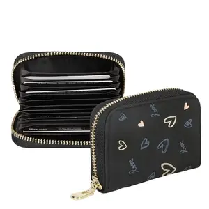 DSNS RFID 12 Slot PU Leather Credit/Debit/ATM/Visiting/Business Zipper Card Holder Case Wallet for Unisex/Men & Women Protected with Money Coin Purse (Black)