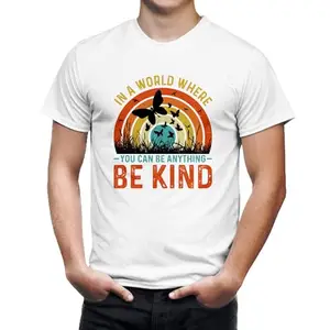 Seek Buy Love Inspirational Be Kind T-Shirt, Positive Message Tee, Vintage Rainbow Butterfly Graphic Shirt, Eco Friendly World Kindness Top (Large, White)