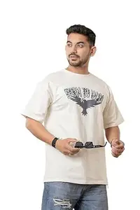 Men’s Cotton Blend Oversized T-Shirt | Round Neck | Half Sleeve | Plain-Regular Fit