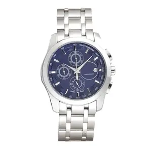Men's Blue Dial Chronograph Watch - 43mm Stainless Steel, Silver Bracelet, Sapphire Crystal, 30M Water Resistant