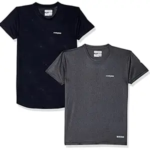 Charged Active-001 Camo Jacquard Round Neck Sports T-Shirt Navy Size Xs And Charged Play-005 Interlock Knit Geomatric Emboss Round Neck Sports T-Shirt Dark-Grey Size Xs