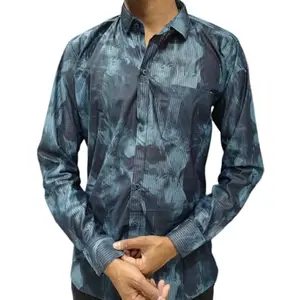 Men's Cotton Blend Regular Fit Casual Shirt, Full Sleeve, Printed, Spread Collar (in, Alpha, L, Regular, D_03)