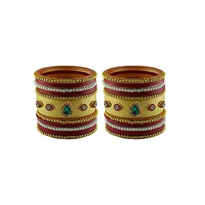 Vidhya Kangan Latest Traditional Stone Stud Acrylic Multi Bangle-(banx27996) Size-2.12 For Women and Girls