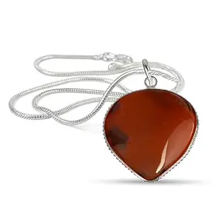 Reiki Crystal Products Carnelian Pendant Frame Heart Shape Crystal Stone Pendant/Locket with Metal Chain for Reiki Healing & Crystal Healing Gemstone Size 30-35 mm Approx (Color : Red/Orange)