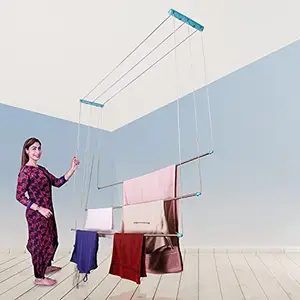 PARASNATH Stainless Steel 3 Pipes 6 Feet Wall Ceiling Cloth Dryer/Wall Clothes Drying Stand - Made in India