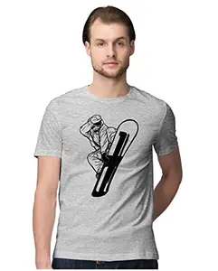 ALLEN BLACK Men's & Women's Regular Fit 100% Cotton T-Shirt (SNWBRDMN-Melange Grey 4XL Men Round_)