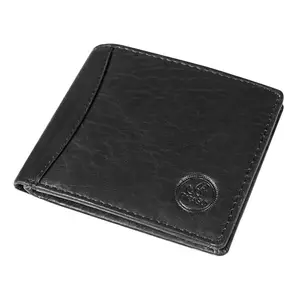 PIRASO Men Casual Genuine Leather Wallet (Black)