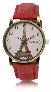 LOREM Pink Eiffel Tower Analog Watch for Women LR230