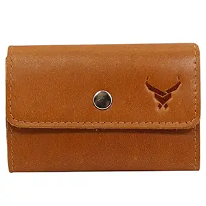 REDHORNS Genuine Leather Card Holder Money Wallet Slim Credit Debit Coin Purse for Men & Women (RD380F_Tan)