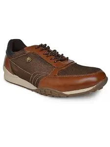Buckaroo Teodoro Natural Leather + Fabric Tan Casual Shoes for Mens: Size UK 10