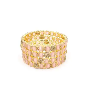 Generic Mangoquest American Diamond Bangles Set for Women and Girls Fashion Jewellery Set of 4 Golden (2.4)