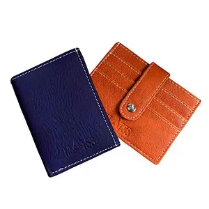 MATSS Blue & Orange Artificial Leather Combo Wallet||Card Holder||Card Case ||ATM Card Holder for Men & Women (Pack of of 2)