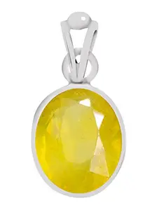 Clara Certified Yellow Sapphire (Pukhraj) 3cts or 3.25ratti Silver Pendant for Men & Women