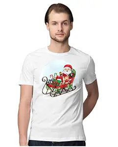 ALLEN BLACK Men's Regular Fit T-Shirt Cute Santa Claus - Christmas Water Color Artwork 100% Cotton T-Shirt White_CSCCWMEN-White M Men Round_