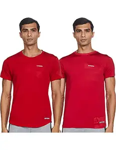 Charged Active-001 Camo Jacquard Round Neck Sports T-Shirt Red Size Medium and Charged Endure-003 Chameleon Spandex Knit Round Neck Sports T-Shirt Red Size Medium