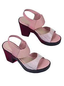 WalkTrendy Womens Synthetic Pink Sandals With Block Heels - 5 UK (Wtwhs557_Pink_38)