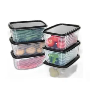BeastBull Plastic Fridge container storage box for kitchen (Pack of 6 Black)
