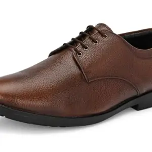MACTREE Genuine Leather Lace-up Office Formal Shoes for Men (Tan, UK 8)