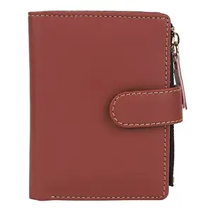 TnW PU Leather Mini Zipper Wallet for Women (Maroon)