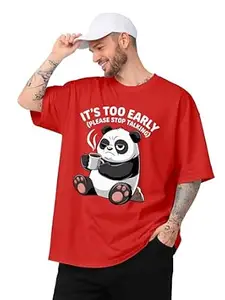 ENCIGER Men Oversized Cotton T-Shirt | Drop Shoulder Graphic Printed Loose Fit Casual Streetwear Tee for Men