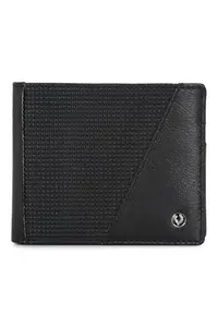 Allen Solly Men Black Textured Genuine Leather Wallet