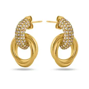 PALMONAS Urban Egde Gold Stud Earring for Women - Gift for Girls & Women | Waterproof & Anti-Tarnish Earrings