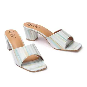 Ladies Hub Women Stylish Pump Block Heels Mules Sandals for Party & Formal Occasions (Multicolor, Numeric_3)