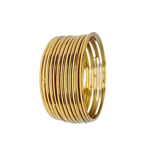 NAVMAV Latest Antique Stylish Gold Plated Antique Plain Metal Casual Wear Traditional Bracelet Bangles for Women (Set of 12) (2.8)