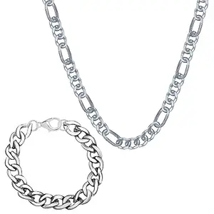 Silver Plated New Look Designer Chain & Bracelet For Men -64