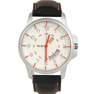 Nilex Men's White Dial Leather Watch